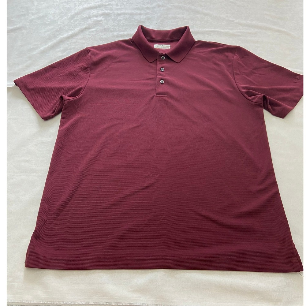 GRANDSLAM PERFORMANCE Men's Large Burgundy Textured Polo Shirt Short Sleeve Golf